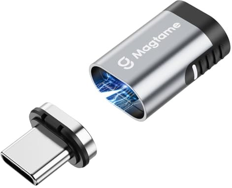 Magtame Adaptador Magnético USB C Macho a USB C Hembra de 24 Pines, Adaptador Tipo C de 240W, Transferencia de Datos de 20Gbps y Salida de Video 4K para Switch, Notebook, Tablet, Phone 15