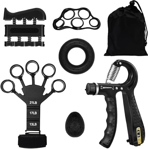 VIEKIER Handtrainer Fingertrainer,Griffkraft Trainer Set,6er mit Handgelenk Trainer, Trainingsring,Stressabbau-Griffkugel,Verstellbarer Grip Trainer, Finger Trainingsgerät,Fingertrainer Silikon