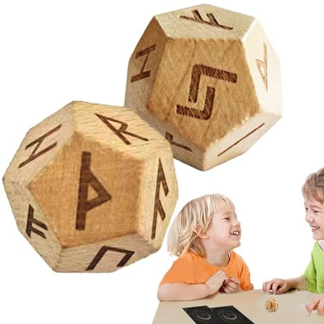 Husark kleine Runen Würfelspiel Geschnitztes Runenspiel, Unterhaltungsrunen, Reisenwürfel, kleine Runen aus Holz, Wahrsagespiel Sammlersteine, geschnitzte Steine für