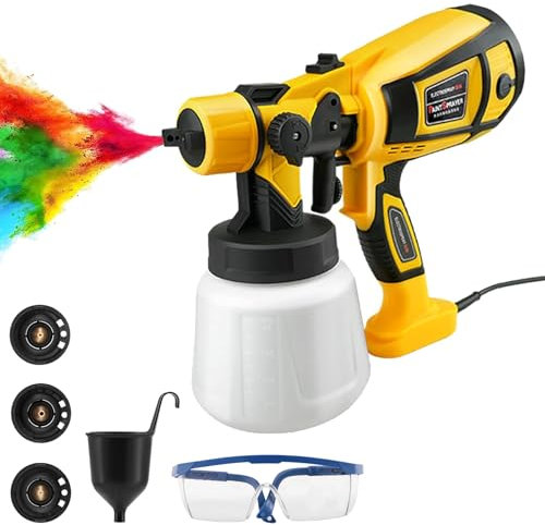 OtoLuxa Pistola a Spruzzo Elettrica, 800W HVLP, 3 Ugelli e 3 Modalità, Capacità 1000ml, Nero, Verniciatura, Plastica, Handheld