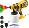 Pistolet a Peinture, Pistolet Peinture Electrique,Réservoir 1000ML, 4 Buses et 2 Outils de Nettoyage, Facile à Nettoyer, Pulvérisateur de Peinture à 3 Motifs pour Murs et Plafonds, Clôtures