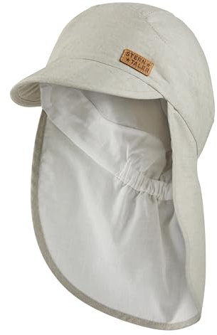 Sterntaler Schirmmütze Nacken Melange - Jungen Mütze aus Baumwoll Mischgewebe - UV-Schutz 50+ Sonnenhut mit Nackenschutz - Futter Batsit (Bio) - Sommer Kopfbedeckung Baby Kinder - blassgrün, Größe 53