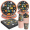 Juego de vajilla de Halloween, decoración, exterior, 24 tazas de Halloween, platos de Halloween, vasos de papel, adecuado para 24 personas