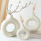 Doughnut Vase for Pampas Grass, Large Vase Ceramic Vases, Matt Ring Vase for Nordic Modern Decoration, Beige Boho Round Vase Suitable for Dining Table Coffee Table Decorate Office Home (Beige, S M L)