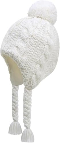 JANGANNSA Winter Peruvian Hat Earflap Fleece Lined Pompon Knit Hat Beanie for 3-5T Baby Girls