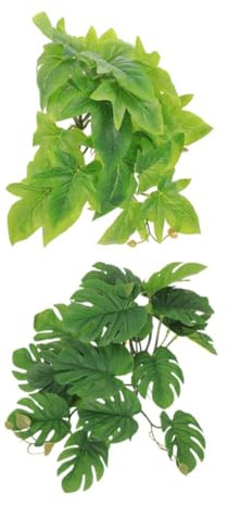 Milisten Lot de 2 Tasses Décoratives Artificielles pour Reptiles pour Terrarium Fausse Feuille Design Stable