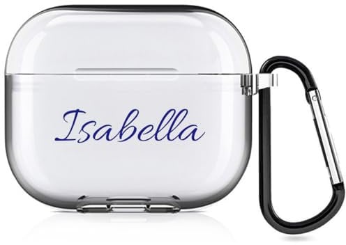 Customized Name Case Compatible with Apple AirPods 4, Personalised Soft Cover with Handwriting Style (Clear)