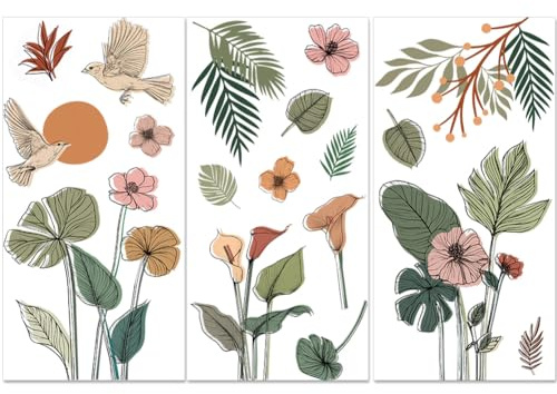 PLIGREAT Boho reiben auf Transfer für Kunsthandwerk und Möbel tropische Blätter reiben auf Transfer Aufkleber Blumen Transfer Aufkleber für DIY Holz Schublade Schrank Dekor Scrapbooking Aufkleber