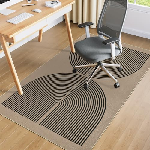 VSIWB 90x120cm Rainbow Office Chair Mat for Carpet, Non-Slip Floor Protector Mat, Thin Desk Chair Mat for Hardwood Floors, Computer Chair Mats for Home Office, Gaming & Yoga, Black