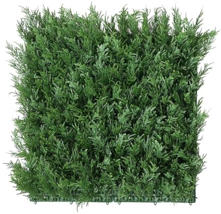 Well Home Jardín Vertical Artificial, Panel de Seto 100x100cm, para decoración Interior y Exterior - Cedro en Color Verde