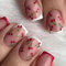 Calkkrer 24 Pièces Ongles Press-On Blancs & Rouges Carrés, Design Cerise, Ongles Artificiels à Coller, Manucure Française Ongles Artificiels, Ongles Faux Appropriés
