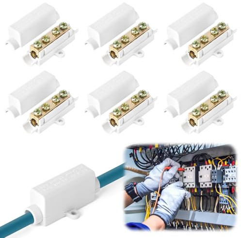 Drahtverbinder für 2,5 Bis 16mm² Draht, 6 Stück Kabelverbinder Klemmleiste, Messing Leiter Drahtklemmenblock, ABS-Gehäuse Elektro Klemmblock (1000 V, 100 A)