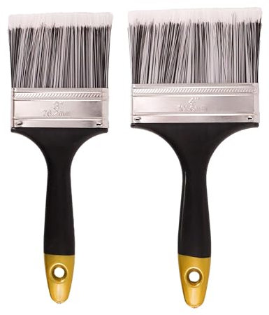 2pk Paint Brush Set - 1 x 3” & 1 x 4” Paint Brushes - Ideal for Walls, Ceilings, Woodwork, Metal, Decorating, Sheds, Varnishing, Decking & Staining, Emulsion & Gloss Paint Wooden Handle