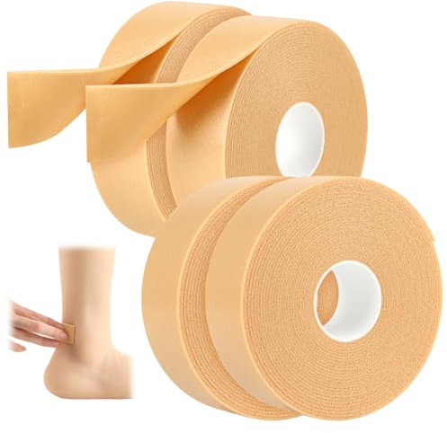 Larrel 4 Stück Blasenpflaster, Blasenpflaster aus Hautfarbe 2,5cm*5m Blasenprävention Wasserfest Selbstklebendes Blasenpflaste für Fersen Anti Reibung Tape für Druckstellen Füße, Hände, Zehen, Schuhe