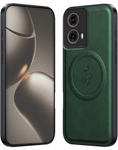 GOGME Funda de Lujo para Motorola Moto G85 5G - Carcasa de Cuero con Anillo Magnético Incorporado (Compatibilidad con Accesorios MagSafe) - Verde