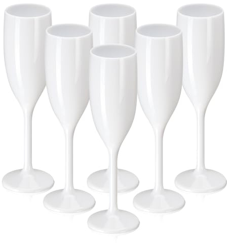 WDFCN 6 Pieces 5.4 OZ Plastic Champagne Flutes Reusable White Wine Glasses Vintage Unbreakable Plastic Gin Glasses Drink Glasses Water Goblets for Parties Weddings Christmas Birthday