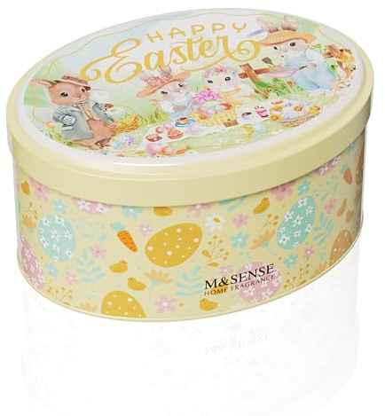 M&SENSE Osterkerzen Oval Jenny Dose Frühlingskerze, Süße Vanille Duftende Sojakerze, Weiße Schokolade Naturkerzen Für Kinder, Valentinstag Geschenke für Sie