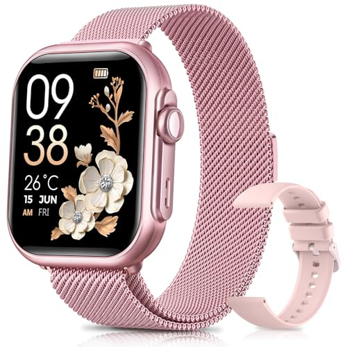 Oliimptek Smartwatch Donna con 100 Giorni, 1000mAh Batteria, 1.83” HD Orologio Fitness con Frequenza Cardiaca, SpO2, Sonno, 120+ Sport Smartwatch con Chiamata, Notifiche Messaggi iOS Android Rosa