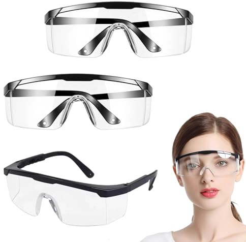 Dargkwn 3 Stück Schutzbrille für Brillenträger, Antibeschlag & Verstellbar – Schutzbrille Arbeitsschutzbrille für individuelle Passform, Sicherheitsbrille mit Seitenschutz für Outdoor-Aktivitäten Hand