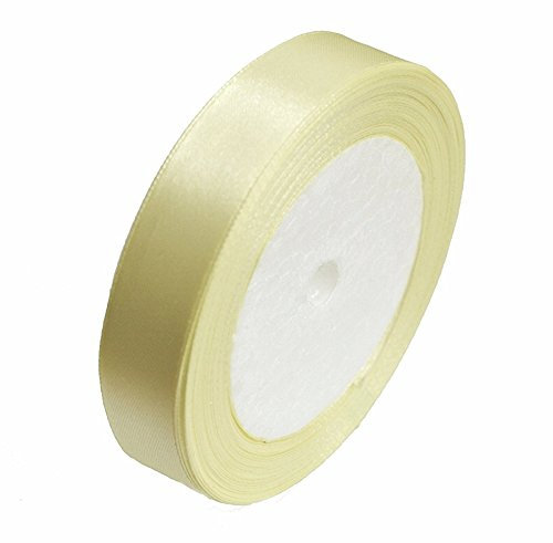 25 Yards / 23 Meters of Satin Ribbon 10mm - (Pale Yellow) Perfect for Gifts Wrap Sew Party, Decorations Events Dress Wedding Christmas Crafts, Bows Car, Floral Balloons DIY, Bouquets, Cake