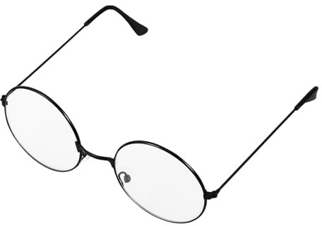 LUOEM Vintage Runde Brille Klare Linse Brille ohne Stärke Unisex (Schwarz)