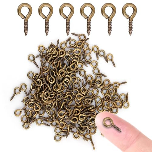 Occhiello per legno, 200pcs Pins d'occhio Vite Occhielli Ganci filettati risultati per argilla, resina, perline, fabbricazione di gioielli in plastica(Dark Brown)