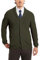 Kallspin Herren Wollschal-Kragen Strickjacke mit Knöpfen und Taschen(Armeegrün, XL)