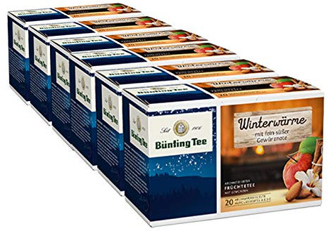 Bünting Tee Winterwärme 6er Pack – Winter- und Früchtetee mit Gewürznote – 6 x 20 Teebeutel