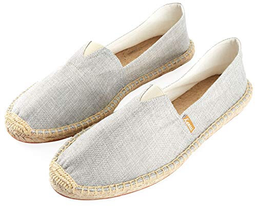 Kentti Alpargatas Mocasines Sin Cordones Plano Hombre Gris Claro 41 EU
