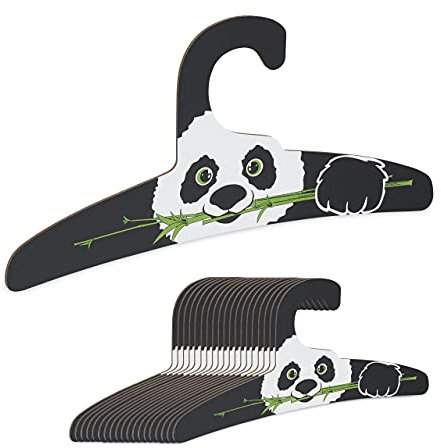 Relaxdays Kinderkleiderbügel, 20er Set, Panda Design, Mädchen & Jungen, schmale Kinderbügel, recycelter Karton, schwarz, 16 x 33 x 0.3 cm