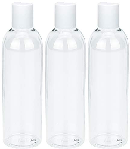 Bouteilles en PET avec bouchon à disque, lot de bouteilles de voyage vides en plastique transparent, sans BPA, rechargeables avec bouchons à disque, transparent, 3x 250ml