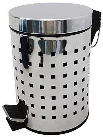 MSV Kosmetikeimer Silber glänzend Mülleimer Treteimer Abfalleimer - 3 Liter – mit Herausnehmbaren Inneneimer - Style glänzend