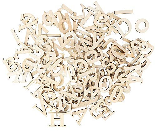 Ideen mit Herz Holz-Buchstaben & Holz-Zahlen Set | Groß- und Kleinbuchstaben | A-Z | Zahlen 0-9 | 124 Stück | ca. 4,5 cm hoch | ideal zum Basteln, Bemalen & Dekorieren