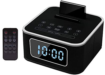 SMSOM Bluetooth Speaker with Remote Control, Built-in Microphone, Wireless Speaker, Alarm Clock Radio, For Home Office