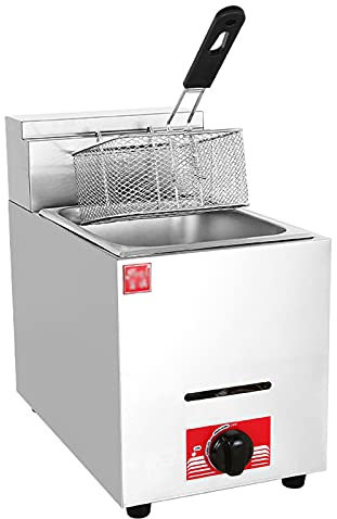 6L/12L Friggitrice Professionale a Gas, Macchina per Friggere da Cucina Professionale da Banco a Gas Ad Alta capacità in Acciaio Inossidabile per Friggere Ristoranti Supermercati Fast Food Stand