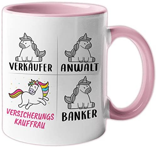 Tasse Versicherungskauffrau lustig, Versicherungskauffrau Geschenk Beruf, Spruch Kaffeebecher Versicherung Kauffrau Geschenkidee, Beruf Kaffee-Tasse Einhorn Frauen Teetasse Becher
