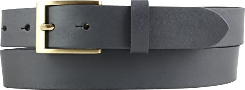BELTINGER Herren-Gürtel aus Vollrindleder mit goldenern Gürtelschnalle 3 cm | Anzug-Gürtel für Herren 30mm | Chino-Gürtel mit Schnalle gold | Dunkelgrau 80cm