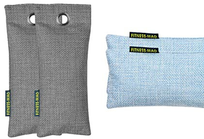 Fitness Mad Sports Odour Absorber | Shoe Deodoriser with Charcoal | Reusable, Multi Purpose Odour Neutralizer | Used for Gloves, Shoes and Bags | 500g Pair Air Purifier (Black)