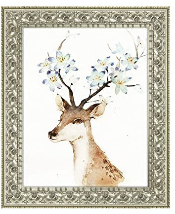 Golden State Art, Bilderrahmen, verziert, 20,3 x 25,4 cm, Silber-Beige, Echtglas