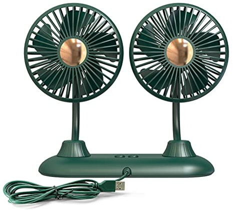Asudaro Elektrisch Auto Fan, 4,5 Zoll USB Tischventilator Tragbarer Autokühlerlüfter 360 ° Drehbarer Lüfter Autolüfter mit Flexiblem Schwanenhals für Dashboard SUV RV Truck Auto Home Office,grün