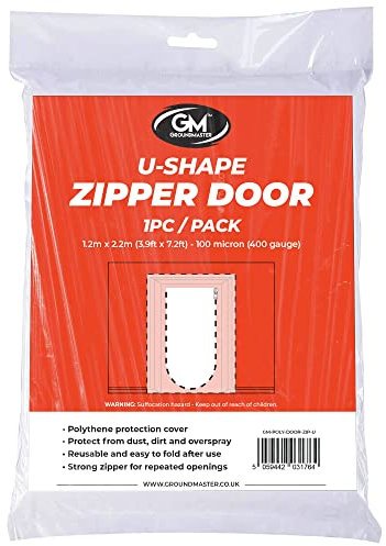 U-Zip Polythene Dust Sheet Door Cover - Plastic Protection Barrier - Dust Sheets for Decorating - DIY Paint Cover Sheets with Masking Tape - Home Renovation Shield