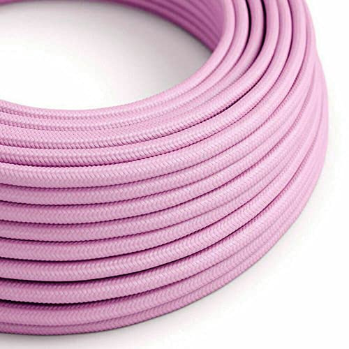 10 Meters / 32.8FT Vintage Braided Cables 2 Core Electrical Cable | Flex Cable Fabric Electrical Wire for DIY Lamps Industrial Pendant Lights Lighting Appliances (Pink)