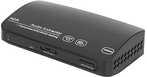 Goshyda 4K Audio Extractor, 4K 60Hz RCA HDMI2.0 Audio Extractor Converter with Bluetooth Transmitter, Supports 2.0 5.1 ADV 3 Sound Modes, HDMI Audio Converter Adapter Splitter