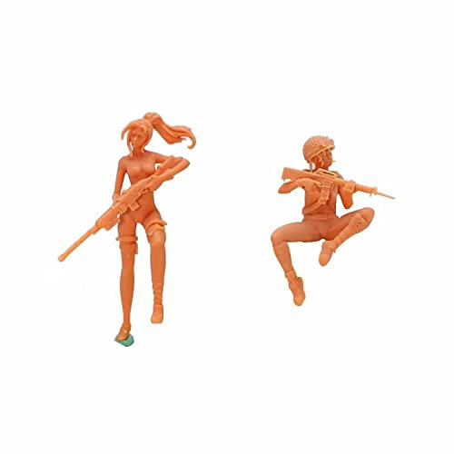ZEDACAKAI (2 figurines 1/35 de fille qui fument et tenant un long pistolet modèle miniature GK doivent être colorées par vous-même