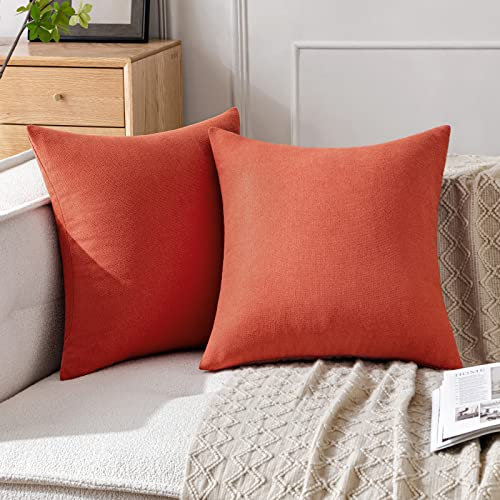 MIULEE 2er Set Kissenbezügen Chenille Dekorative Kissenbezüge mit verstecktem Reißverschluss Geeignet für Schlafzimmer Wohnzimmer Wohnzimmer 45x45 cm Orange