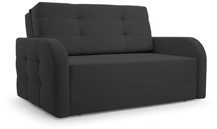 MOEBLO Kindersofa Porto 120 – Schlafsessel Sofa Sessel Jugendsofa Schlafsofa 2-Sitzer Gästebett mit Schlaffunktion und Bettkasten Dunkelgrau (BRAGI 16)