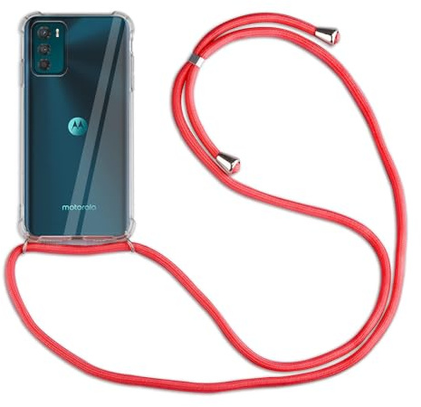 betterfon Hülle Kompatibel mit Motorola Moto G42 | Handykette Smartphone Halskette Hülle mit Band | Handyhülle mit Kordel zum Umhängen Kompatibel für Moto G42 | Rot