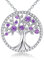 JUZICHEN Baum des Lebens Halskette für Frauen, 925 Sterling Silber Halskette für Frauen, Grüner Zirkonia Baum des Lebens Halskette, Hypoallergen, Mit Geschenkbox, Für Frauen, Männer (Lila)