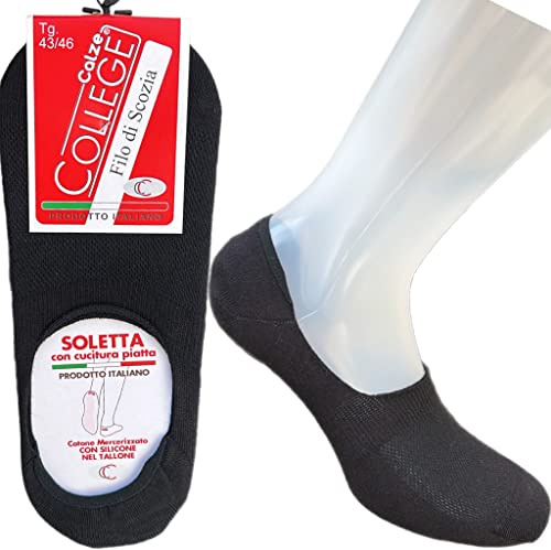 Infinity - 12/6 Paia Calze Fantasmini Uomo con Tecnologia Antiscivolo, Calze Filo di Scozia Uomo Corte in Puro Cotone Elasticizzato, Calzini Invisibili Ideali per Mocassino Made in Italy