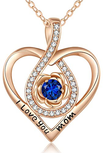 CDE EternalRose Halskette 925 Sterling Silber Schmuck Birthstone Kette Damen Herzkette Geburtsstein Herz Anhänger Weihnachten Valentinstag Hochzeit Jubiläum Geburtstag Freundin